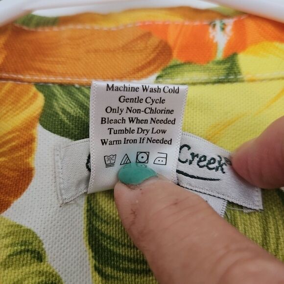 Coldwater Creek Cotton Jacket Bright Floral Hibiscus Fun Pockets Size MED. - Picture 10 of 10